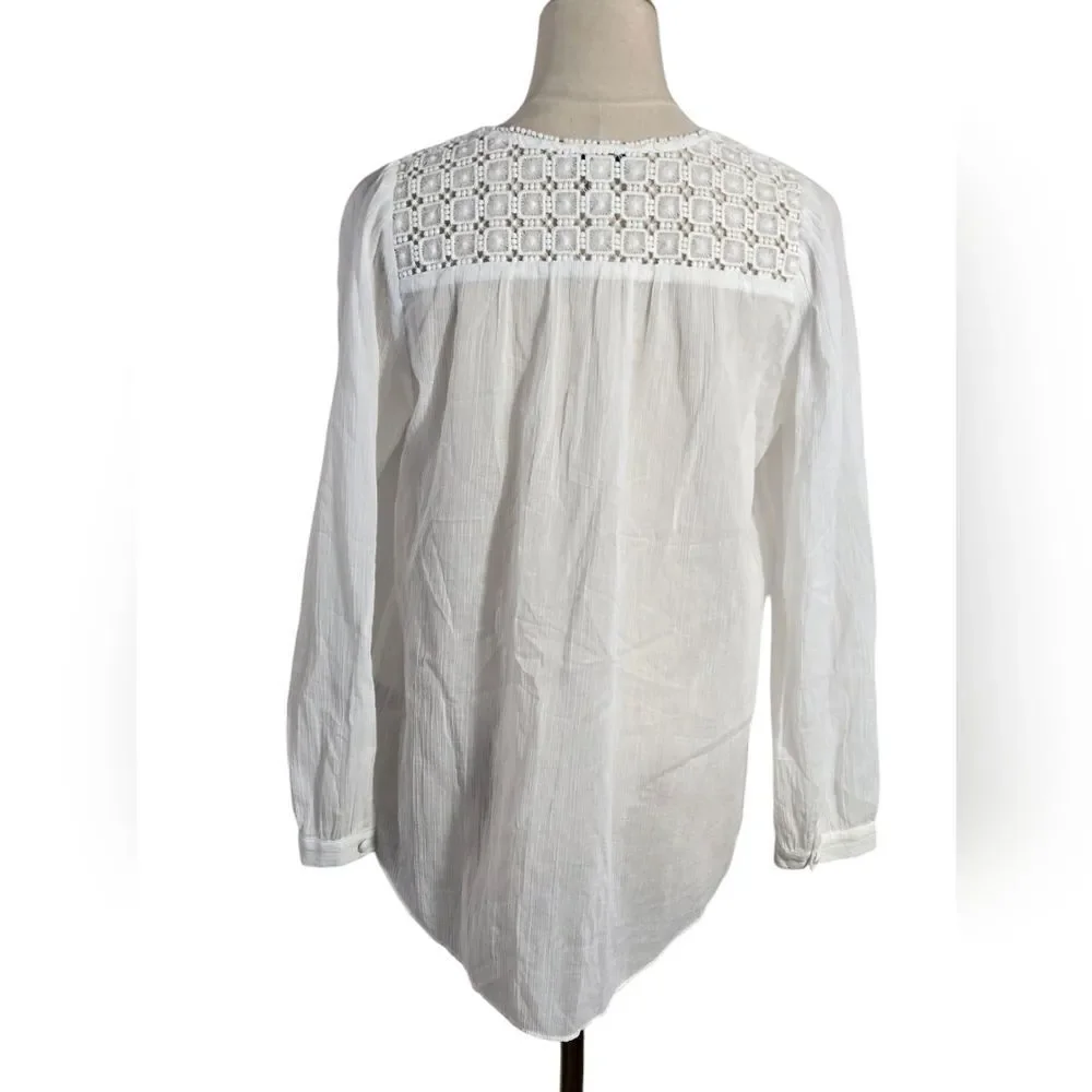 J. Crew White Cotton Boho Peasant Top